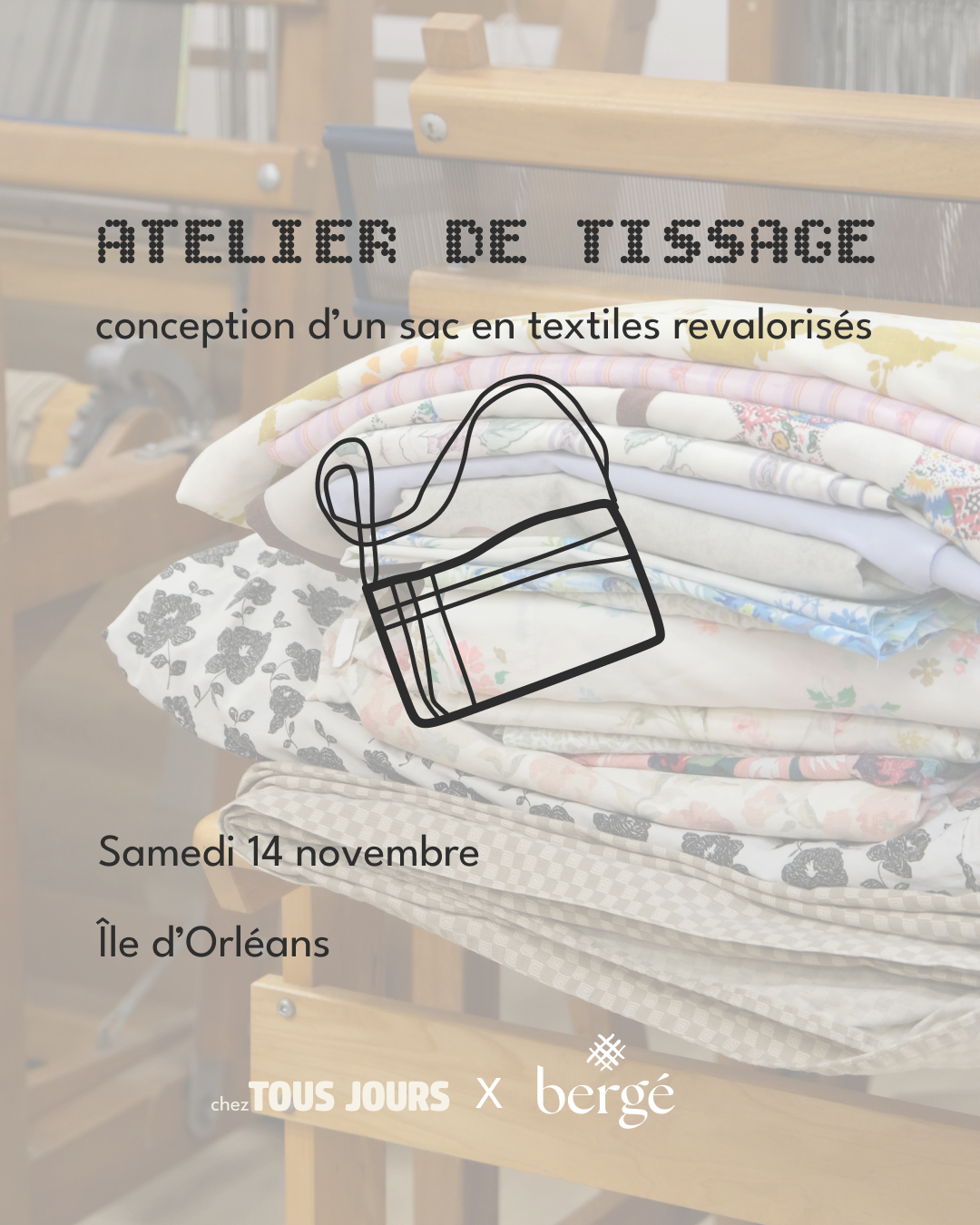 Atelier de tissage - sac messager en textiles revalorisés